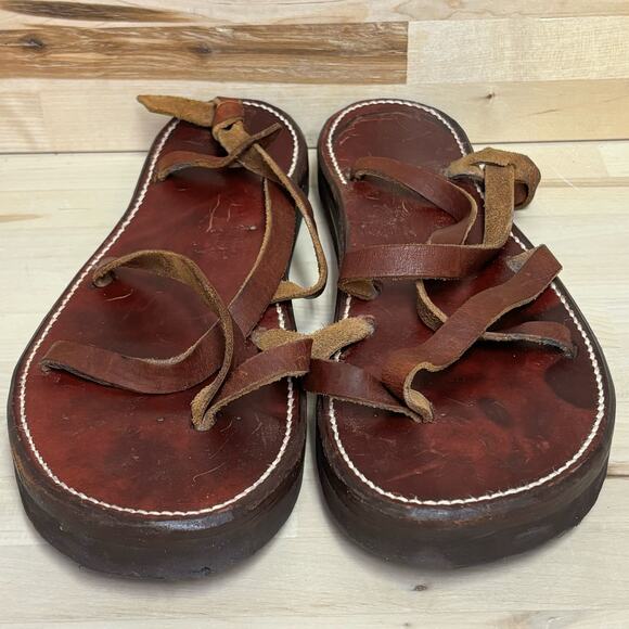 Paul Taylor Handmade Leather Boho Hippie Sandals M8 W10 - Picture 2 of 10